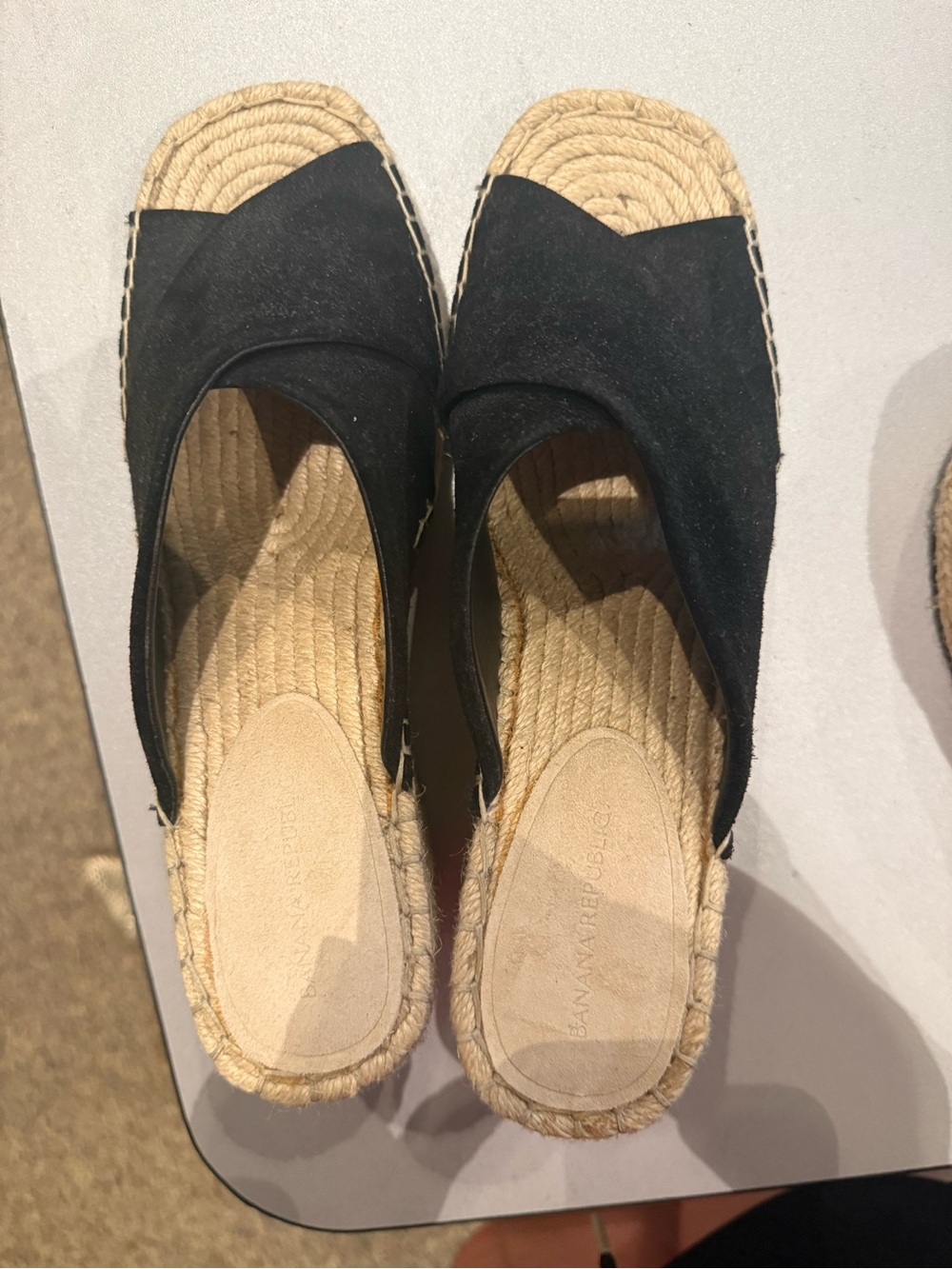 Banana Republic Black Espadrille Slide Sandals